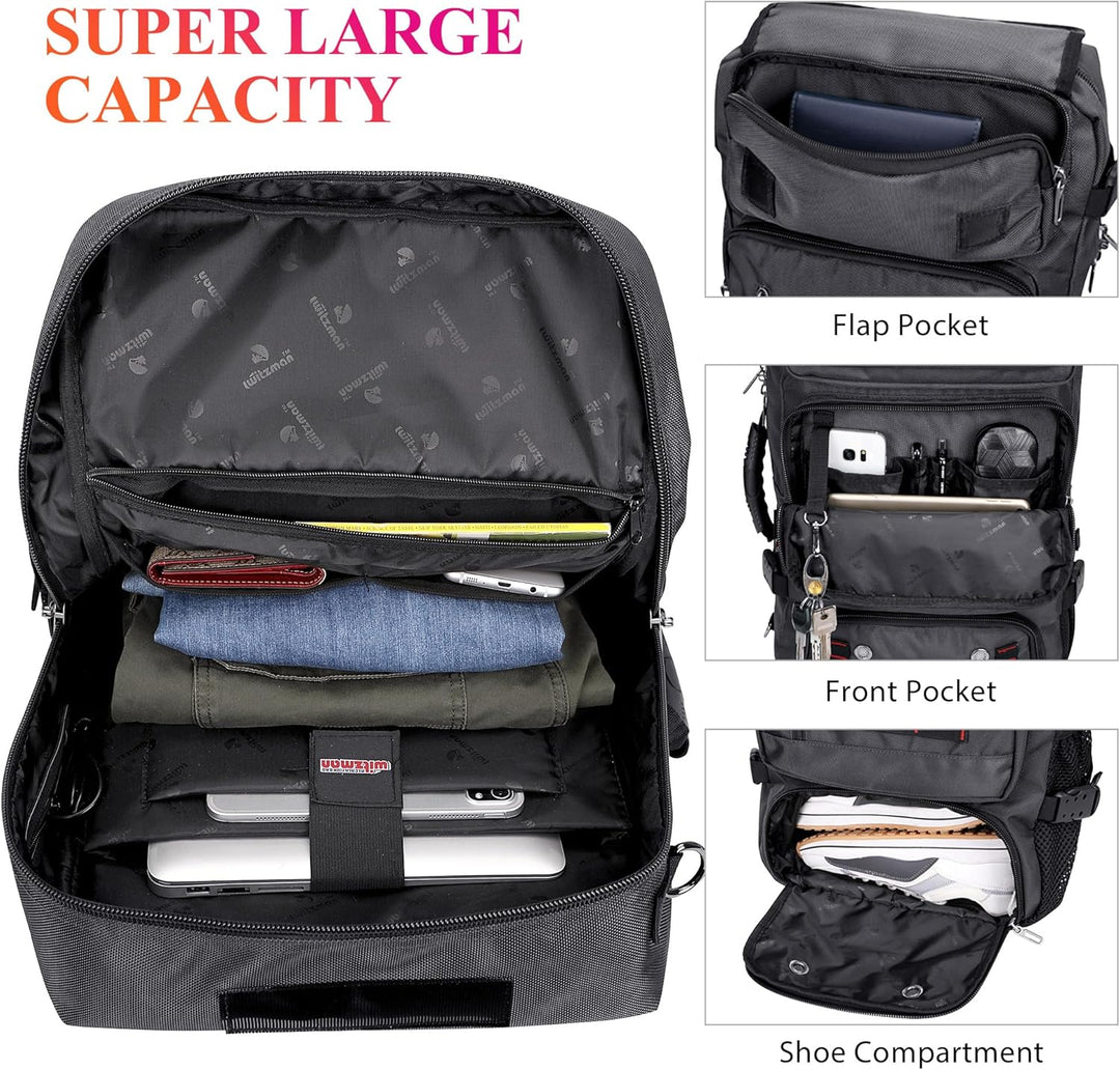 WITZMAN Reiserucksack Herren Gross Reisetasche Reiserucksack Handgepäck Flugzeug mit USB Ladeanschlu