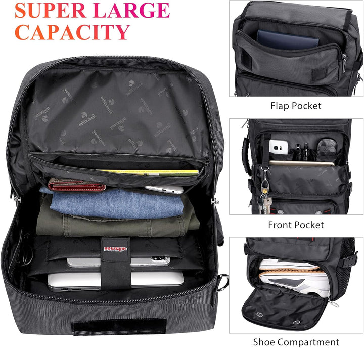 WITZMAN Reiserucksack Herren Gross Reisetasche Reiserucksack Handgepäck Flugzeug mit USB Ladeanschlu