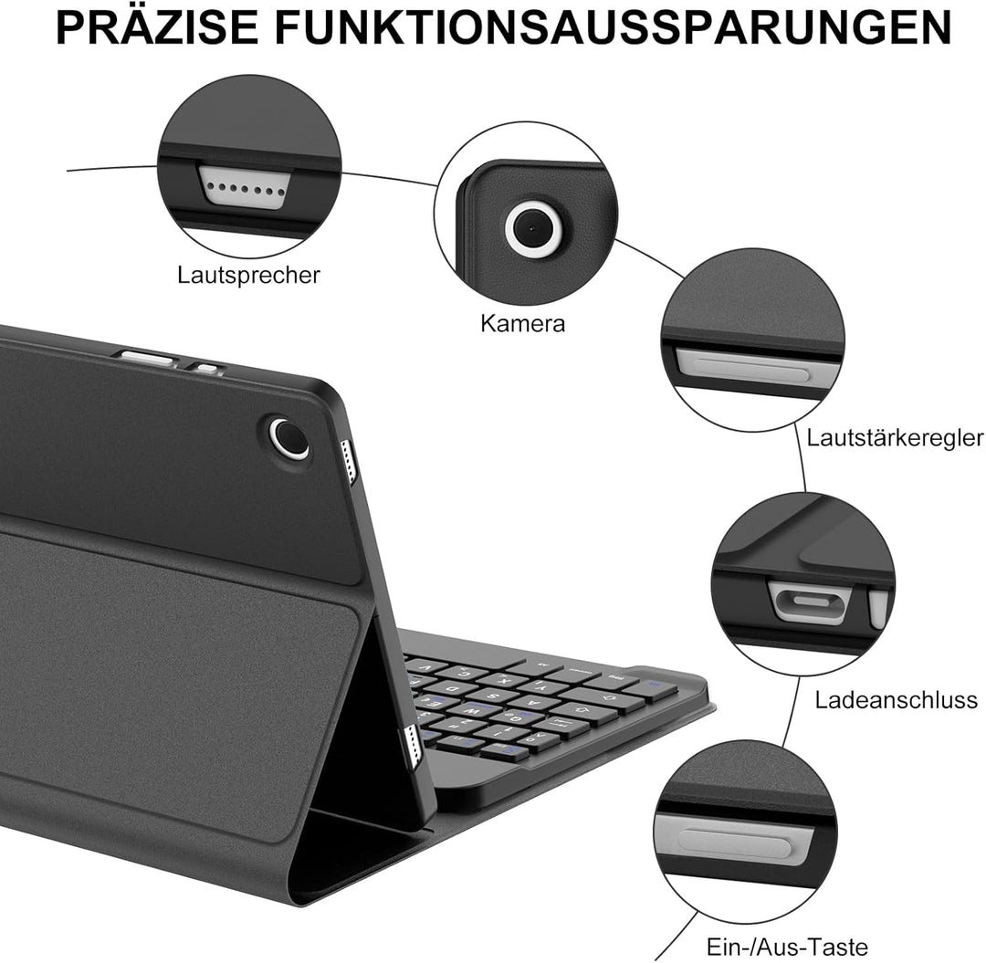 Hülle mit Tastatur für Samsung Galaxy Tab A11+ 11" & A9+ 11" (2025/2023), SchutzHülle, Deutscher QWE