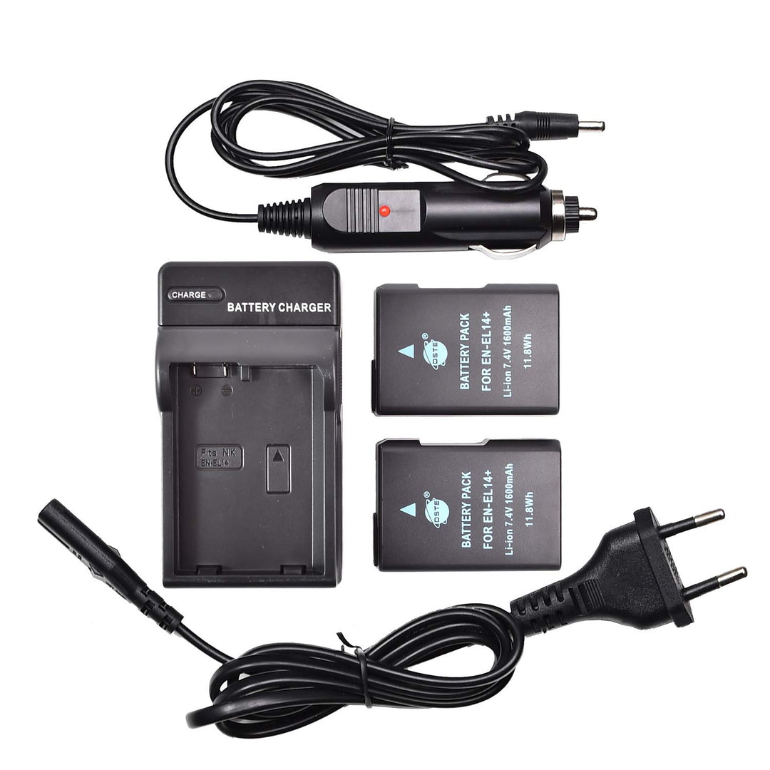DSTE® 2-Stücke Batterie und DC111E Reise Ladegerät Kit für Nikon EN-EL14 EN-EL14A DF D3100 D3200 D33