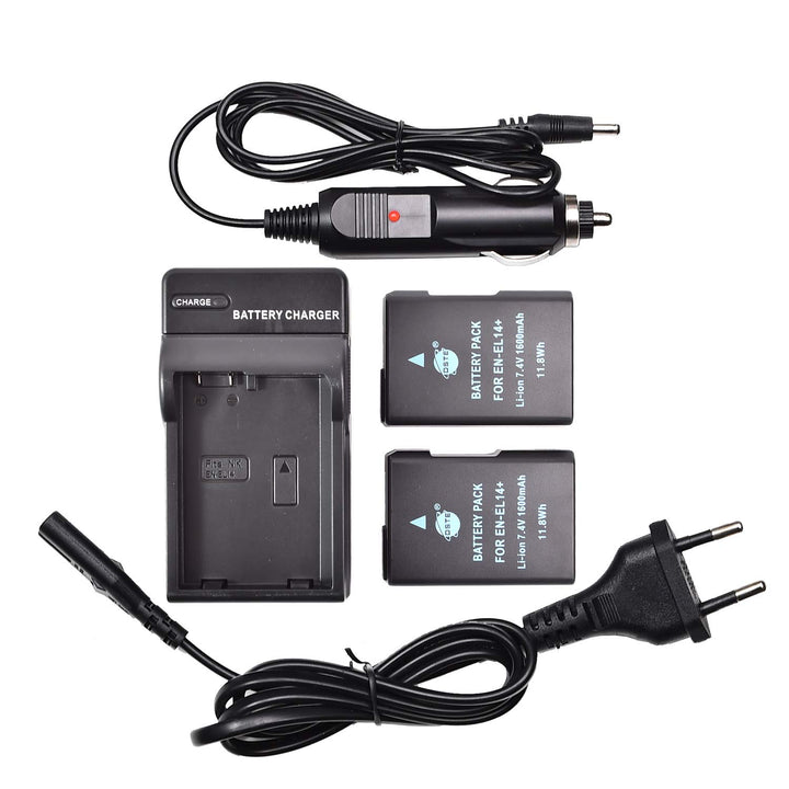 DSTE® 2-Stücke Batterie und DC111E Reise Ladegerät Kit für Nikon EN-EL14 EN-EL14A DF D3100 D3200 D33