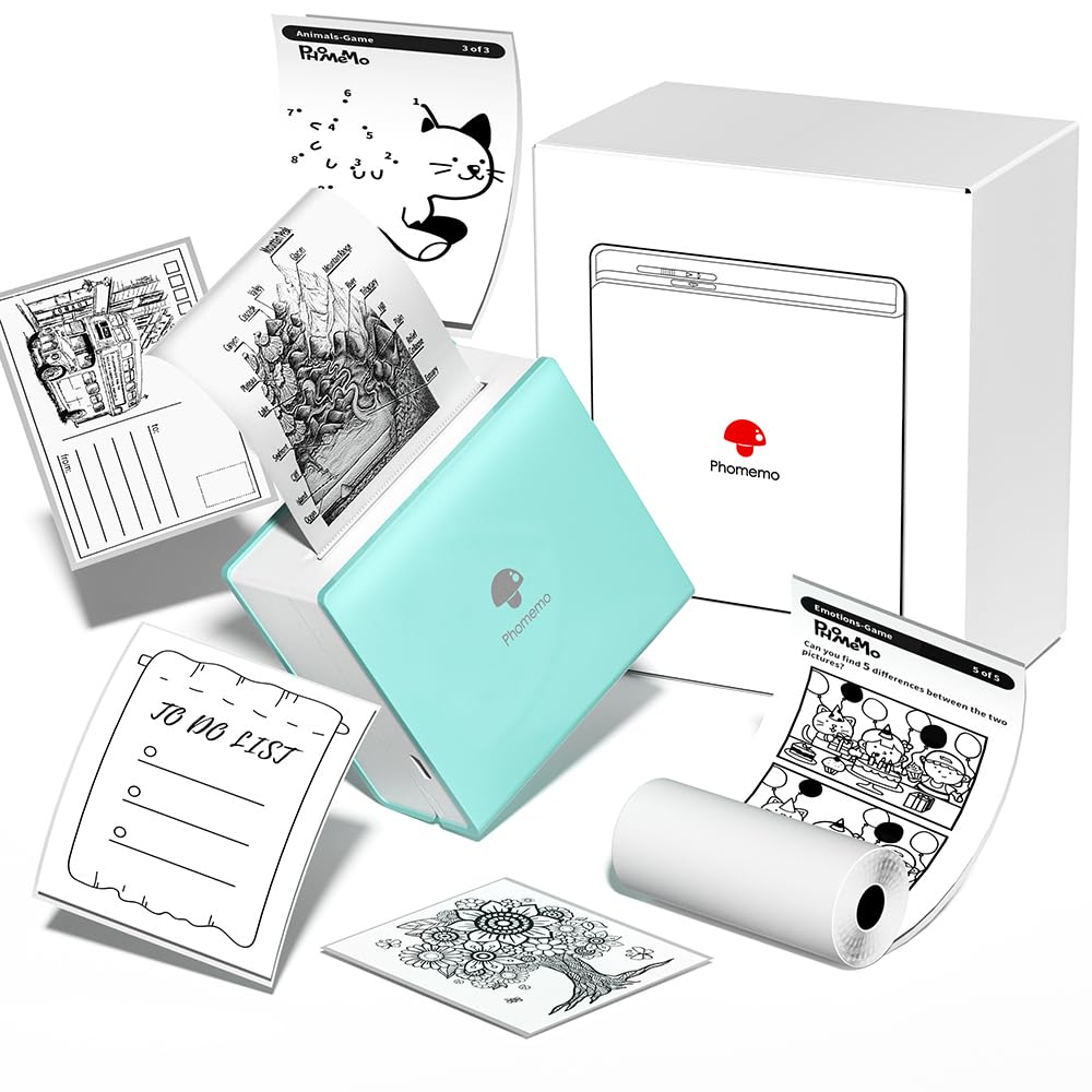 Phomemo M02 Taschendrucker Mini Bluetooth Thermodrucker Tragbarer Fotodrucker mit wiederaufladbarem