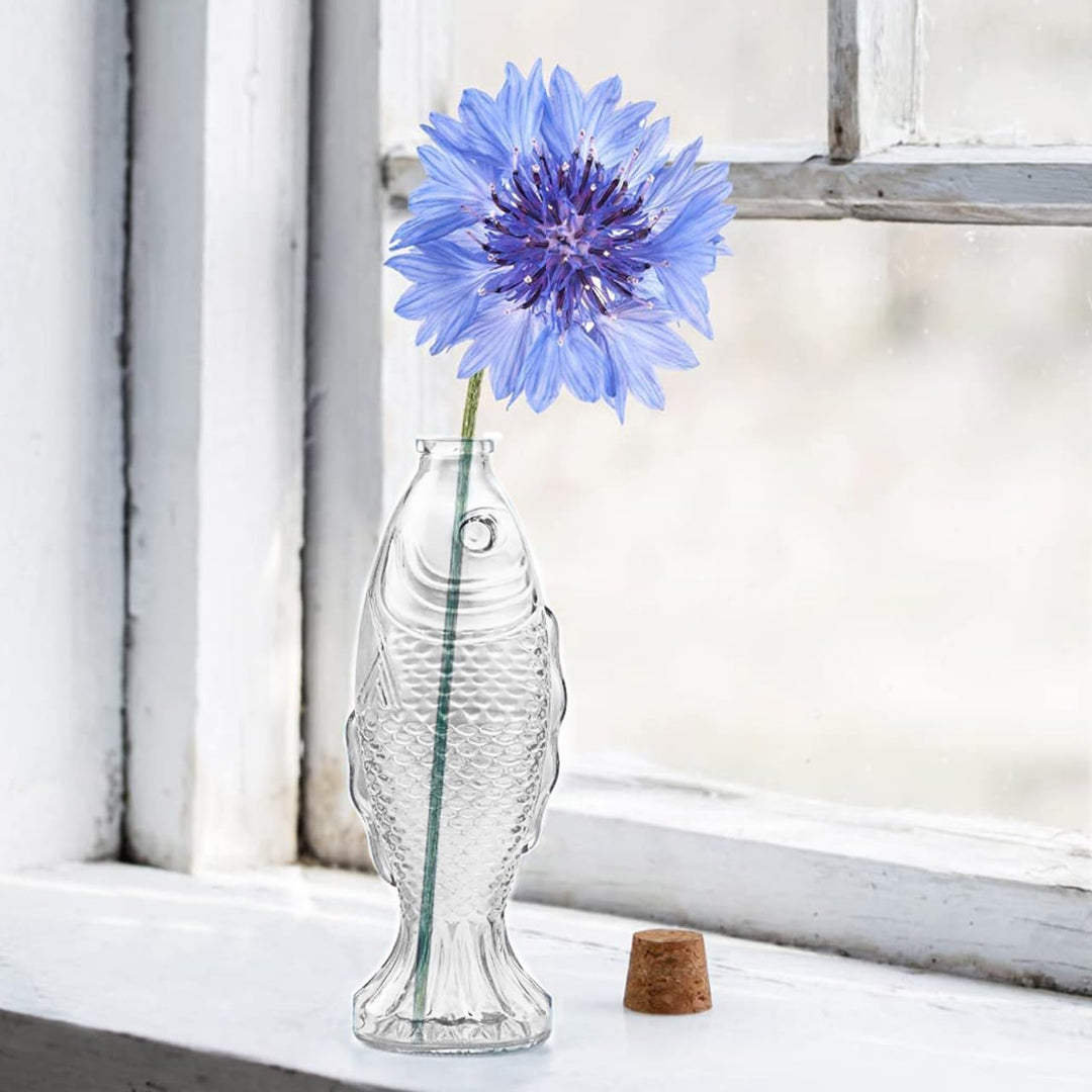 Homoyoyo 2Pcs Klare Fischförmige Fischblume Flasche Fisch Fischglasfischflasche Vase: Glasblume