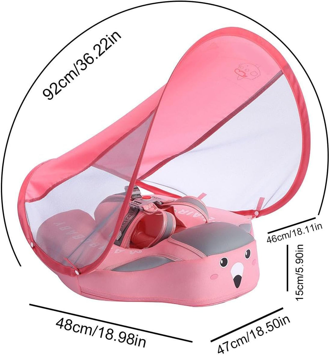 Baby Schwimmring Mit Abnehmbarem Sonnendach, Baby Schwimmtrainer Ab 3 Monate Mit Verstellbare Schult