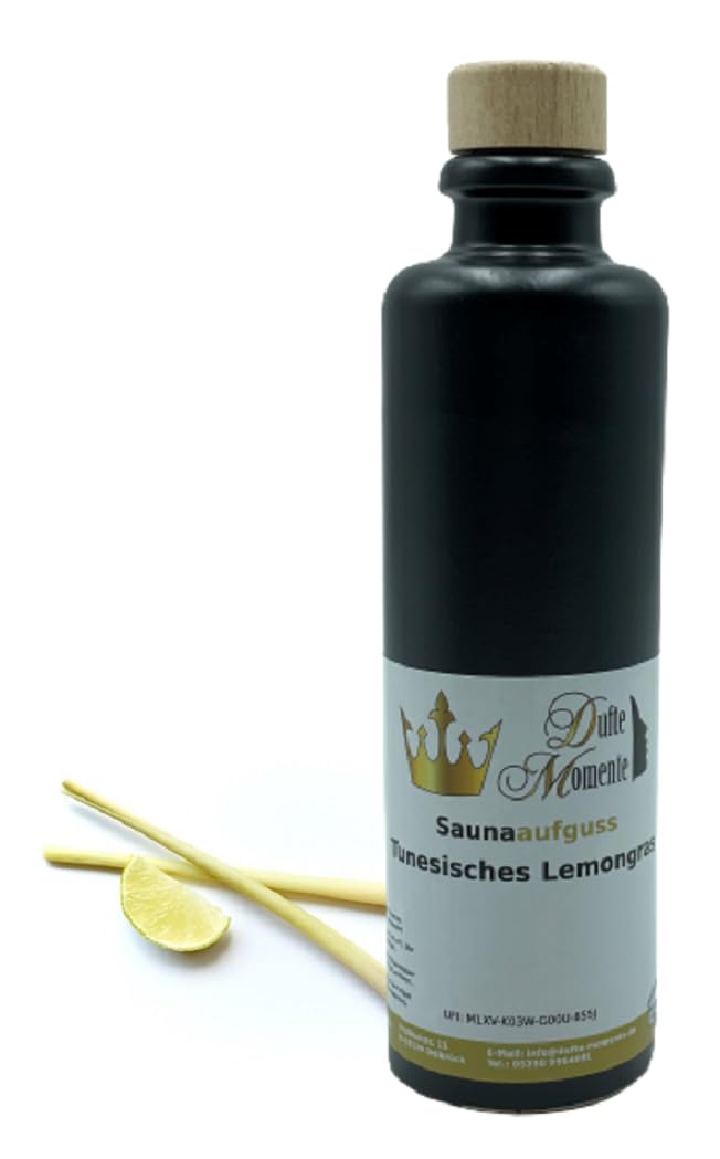 Dufte Momente | Saunaduft Konzentrat Tunesisches Lemongras 200ml in Steinzeugflasche mit Korkmündung