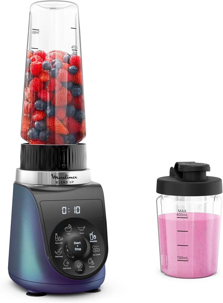 Moulinex Blend Up, leistungsstarker Mini-Standmixer, 1000 W, 8 automatische Programme, LM19H4F0 Crus