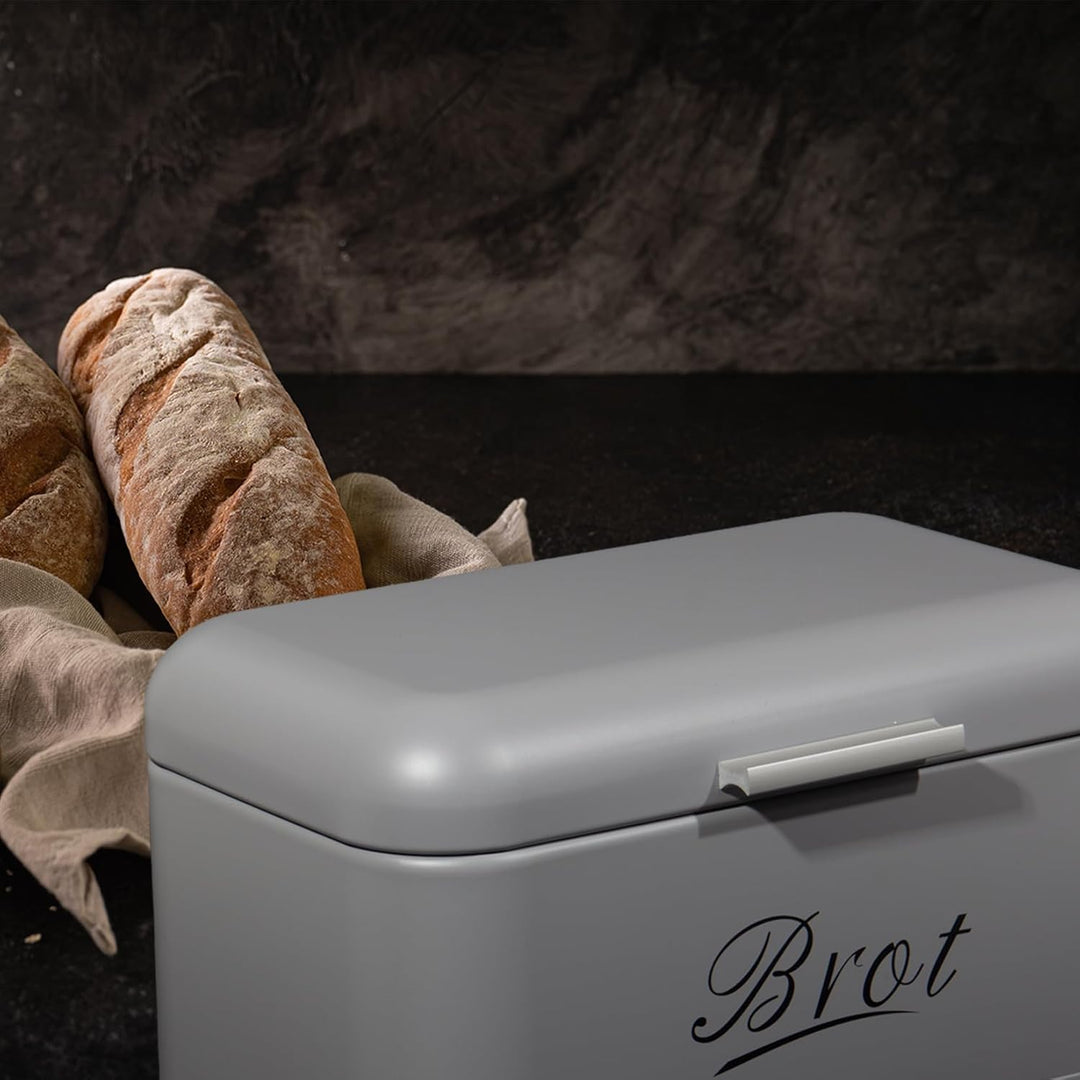 Theo&Cleo Brotkasten mit Deckel, Grosser Knäckebrot Box aus Metall, Brotaufbewahrungsbox Bread Box,