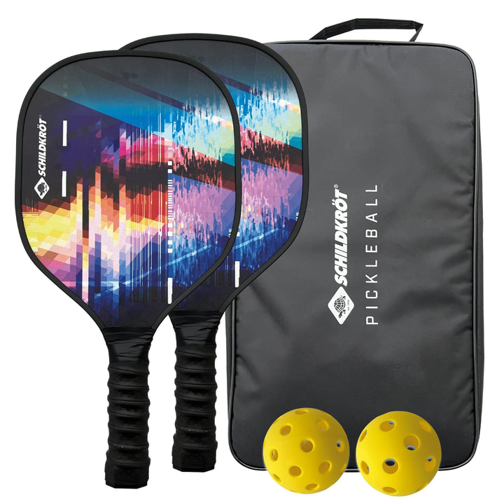 Schildkröt Pickleball Set mit 2 Schlägern, 1 Indoor und 1 Outdoor-Ball, 1 Tragetasche, für Anfänger