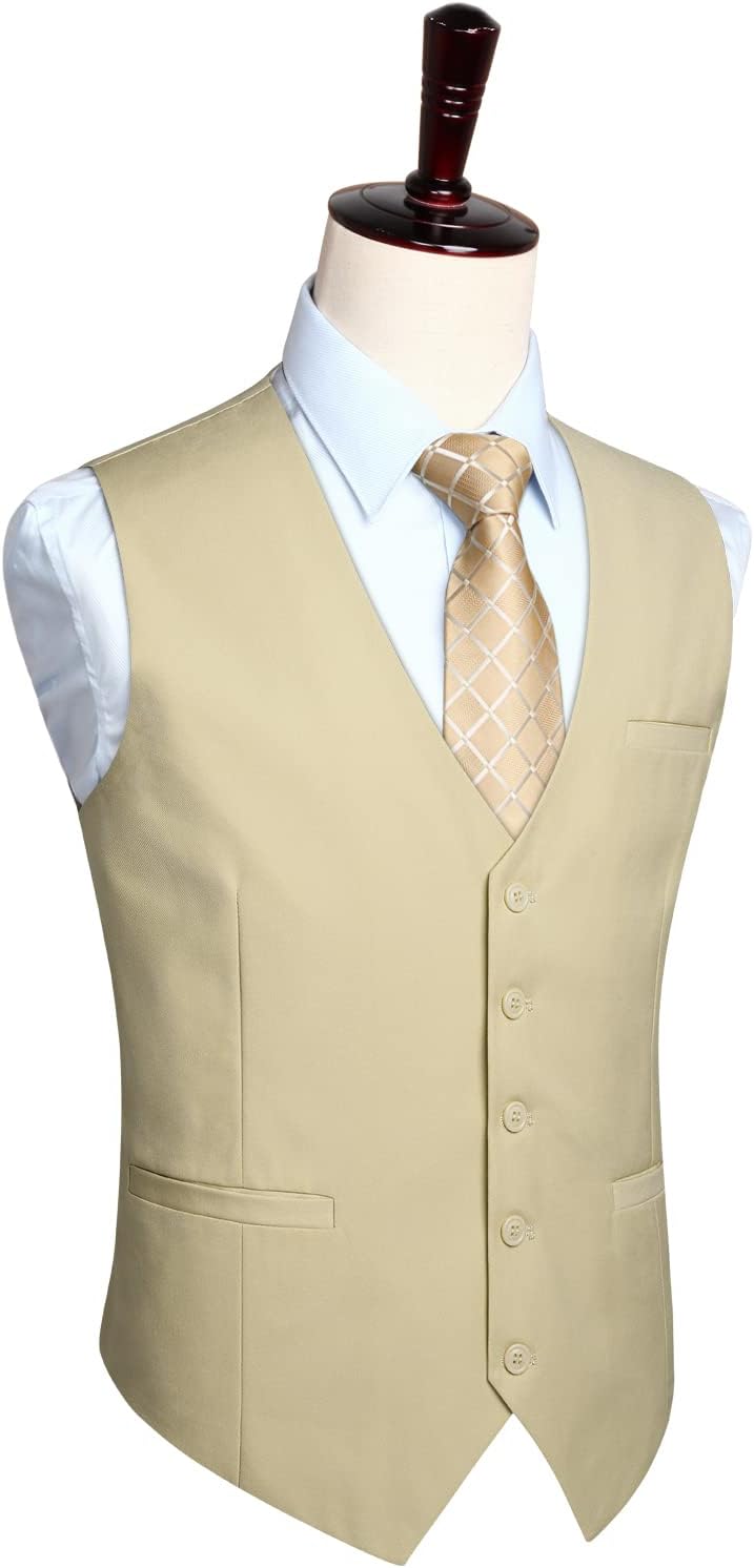 HISDERN Herren Formale Hochzeit Party Weste Baumwolle Einfarbig Weste XXL Z1 - Champagner, XXL Z1 -