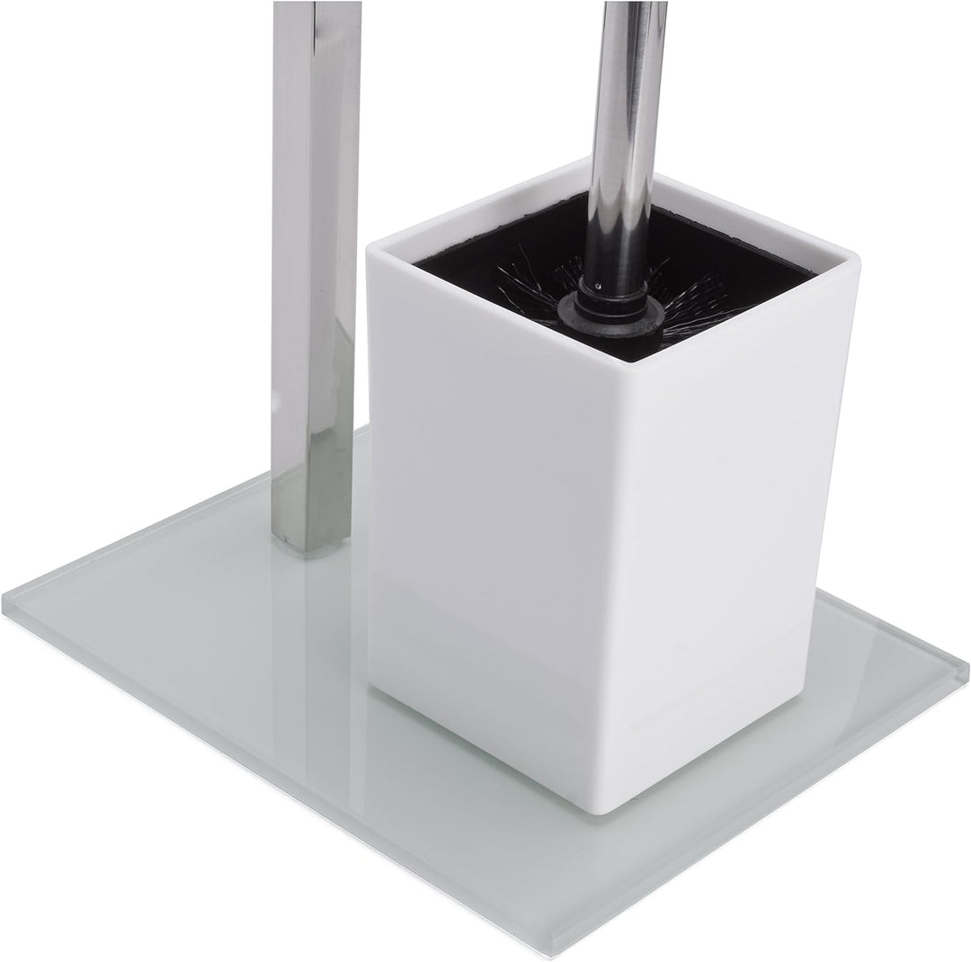 MSV Bad Serie Sydney Stand WC Garnitur aus Edelstahl und Glas mit herausnehmbaren Innenbehälter für