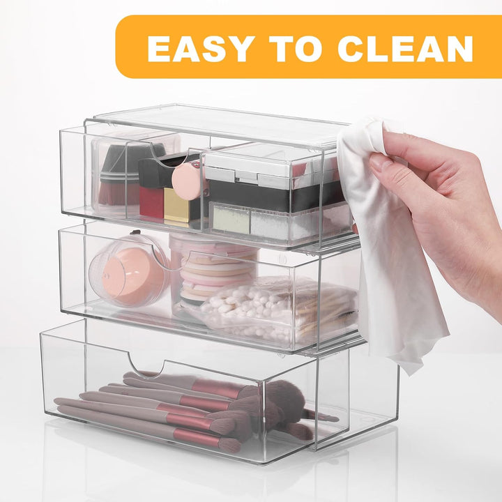 Hejo 3 Stück Acryl Kosmetik Organizer, Make up Organizer, Schminktisch Organizer, Schubladen Organiz
