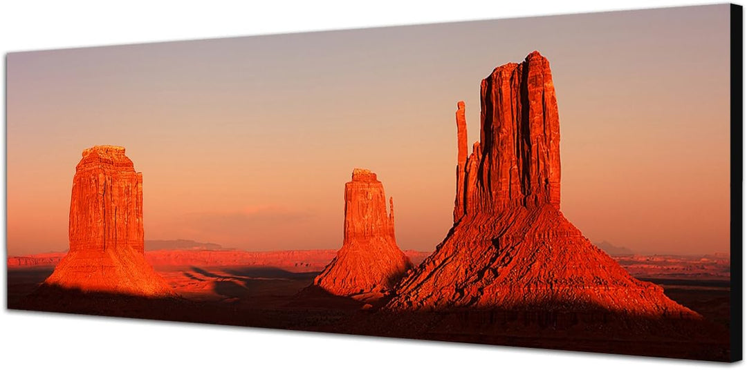 Paul Sinus Art Panoramabild auf Leinwand und Keilrahmen 120x40cm USA Monument Valley Sonnenuntergang