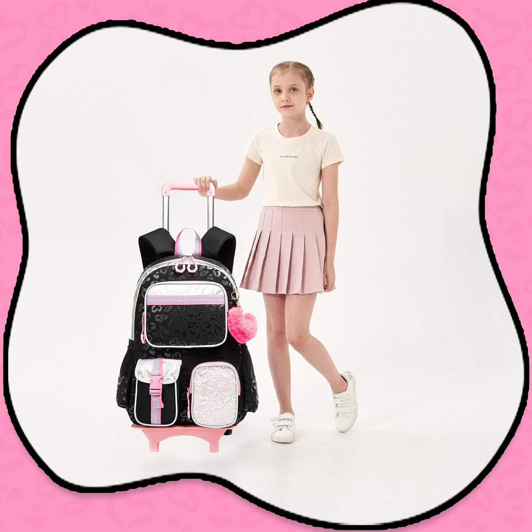 HTgroce Schulranzen mit Rollen für Mädchen Trolley Rucksack schultrolleys Schulrucksack Kinderkoffer