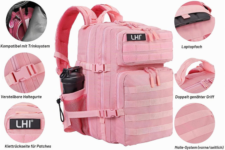 LHI Militärstil Taktischer Rucksack 45L mit MOLLE-System – Wasserdicht für Wandern, Survival, Campin