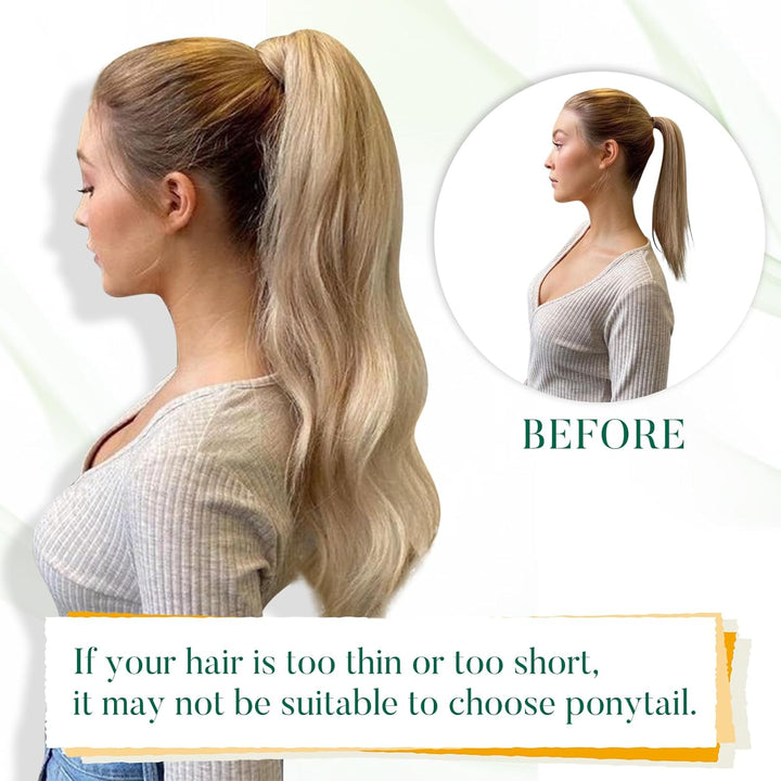 Easyouth Zopf Haarverlangerung Echthaar Real Hair Pferdeschwanz Extension 12 Zoll Farbe Weisse Blond