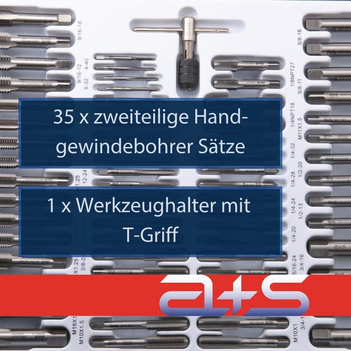 a+s Albrecht und Schulte 110 tlg. Gewindeschneider Set | M6 - M12 | MF10x1 - MF18x1,5 | NPT 1/4 + NP