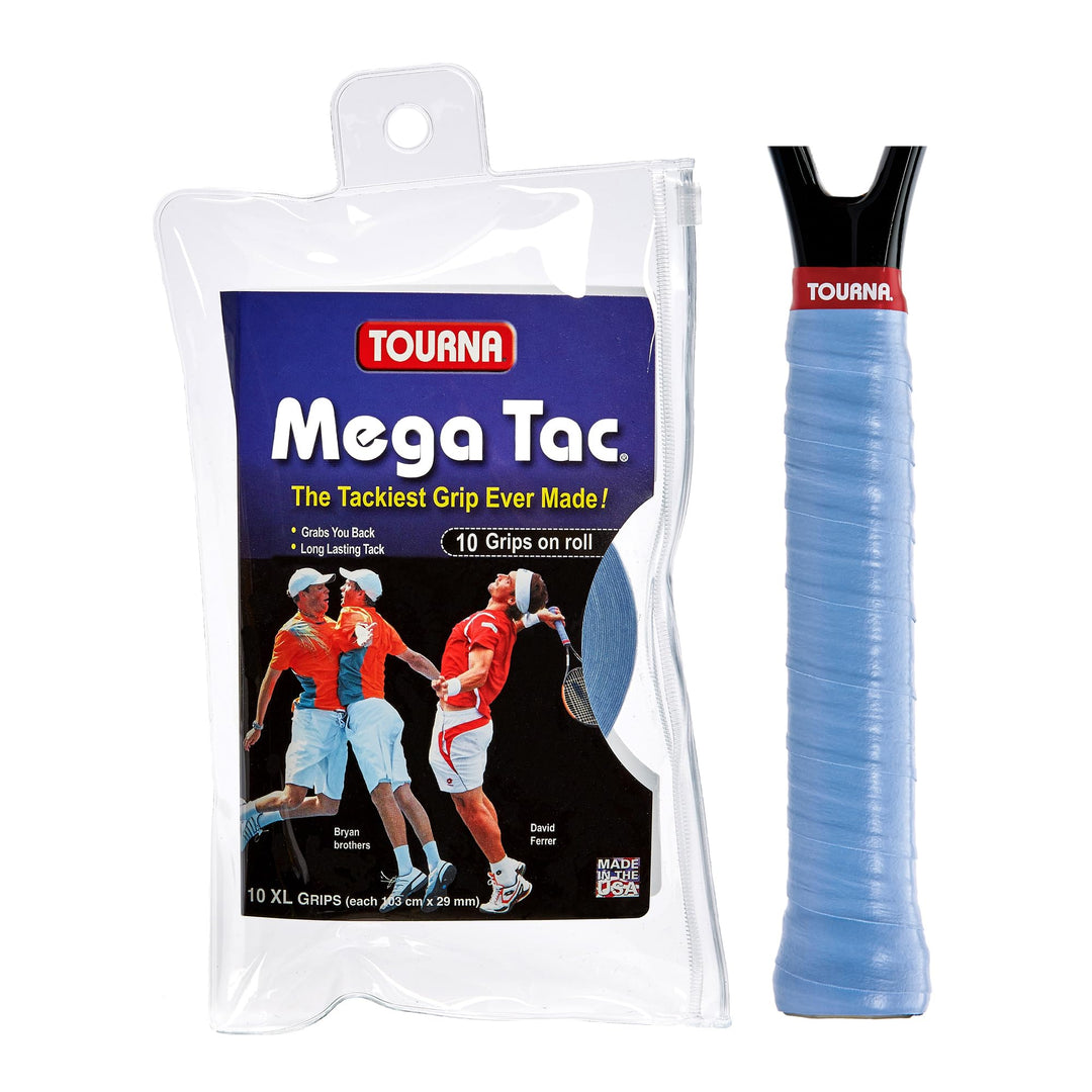 Tourna Mega Tac Extra Tacky Overgrip, 10er-Pack STANDARD Blau, STANDARD Blau