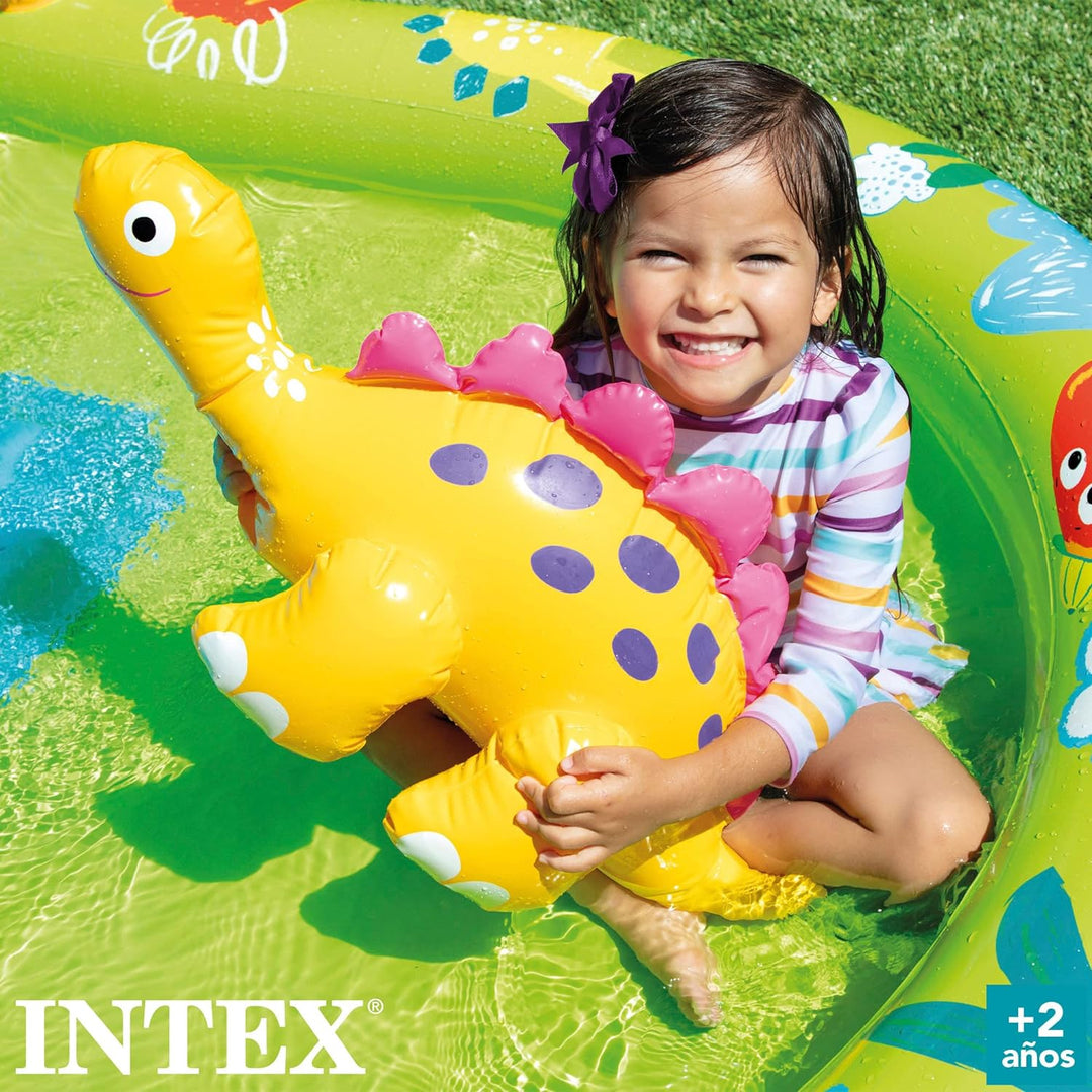 Intex 57166NP Spielplatz klein Dino dinausore Aufblasbares Spielfeld, Mehrfarbig