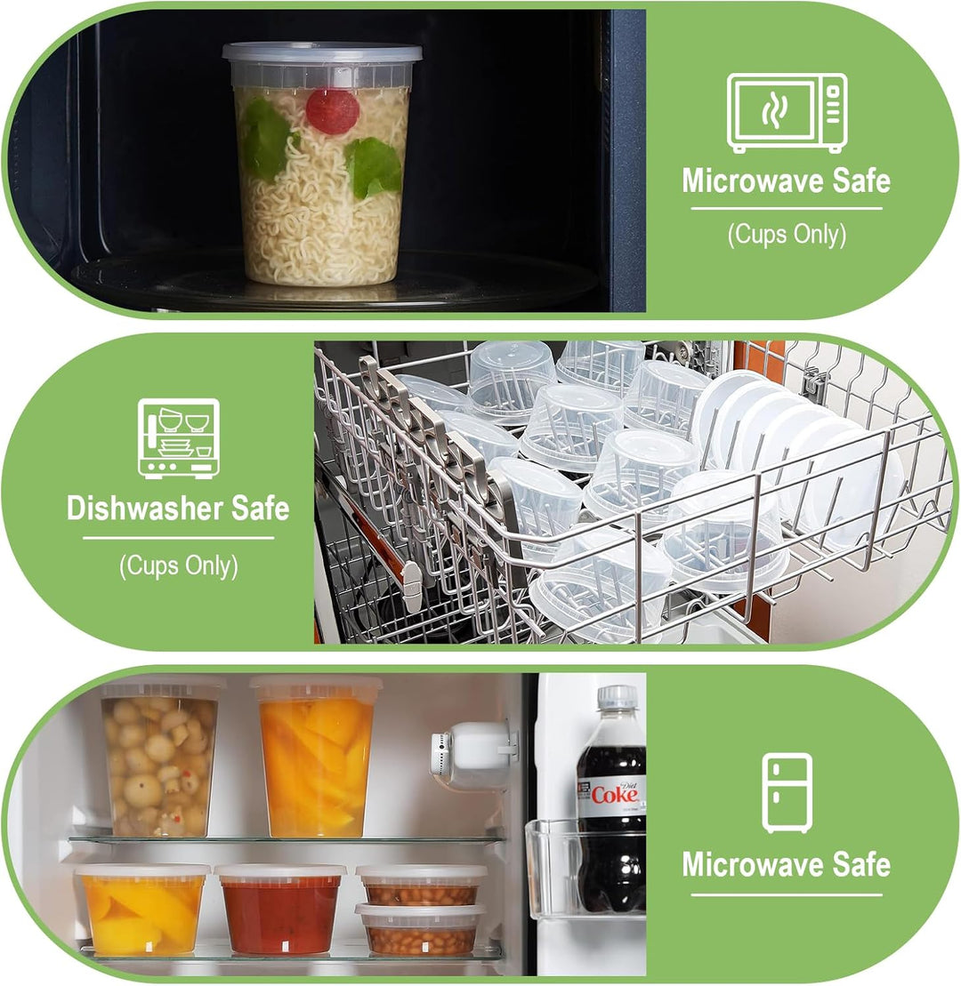 24 Sets Deli Container, 12oz & 24oz, Kunststoffbehälter mit Deckel, Deli Cups & Food Container - BPA
