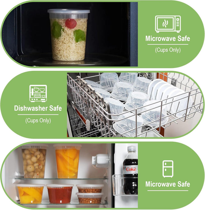 24 Sets Deli Container, 12oz&24oz, Kunststoffbehälter mit Deckel, Deli Cups & Food Container - BPA-f