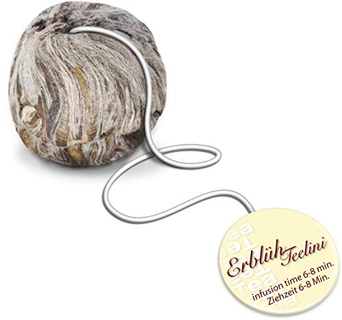Creano ErblühTeelini Teeblumen Geschenkset mit Teeglas und 8 Teeblumen im Tassenformat, Weisser Tee,