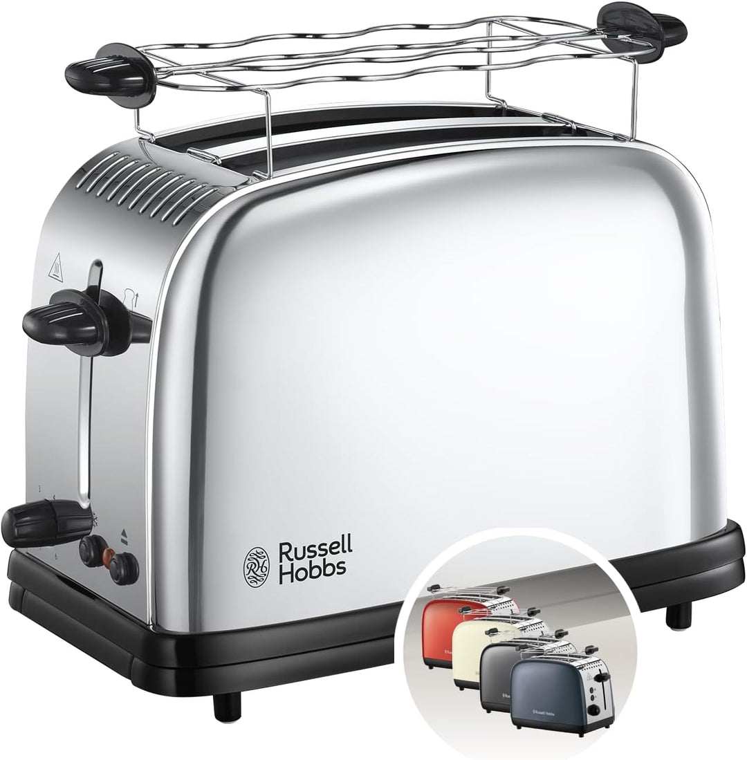 Russell Hobbs Toaster [für 2 Scheiben] Victory Edelstahl (extra breite Toastschlitze, inkl. Brötchen