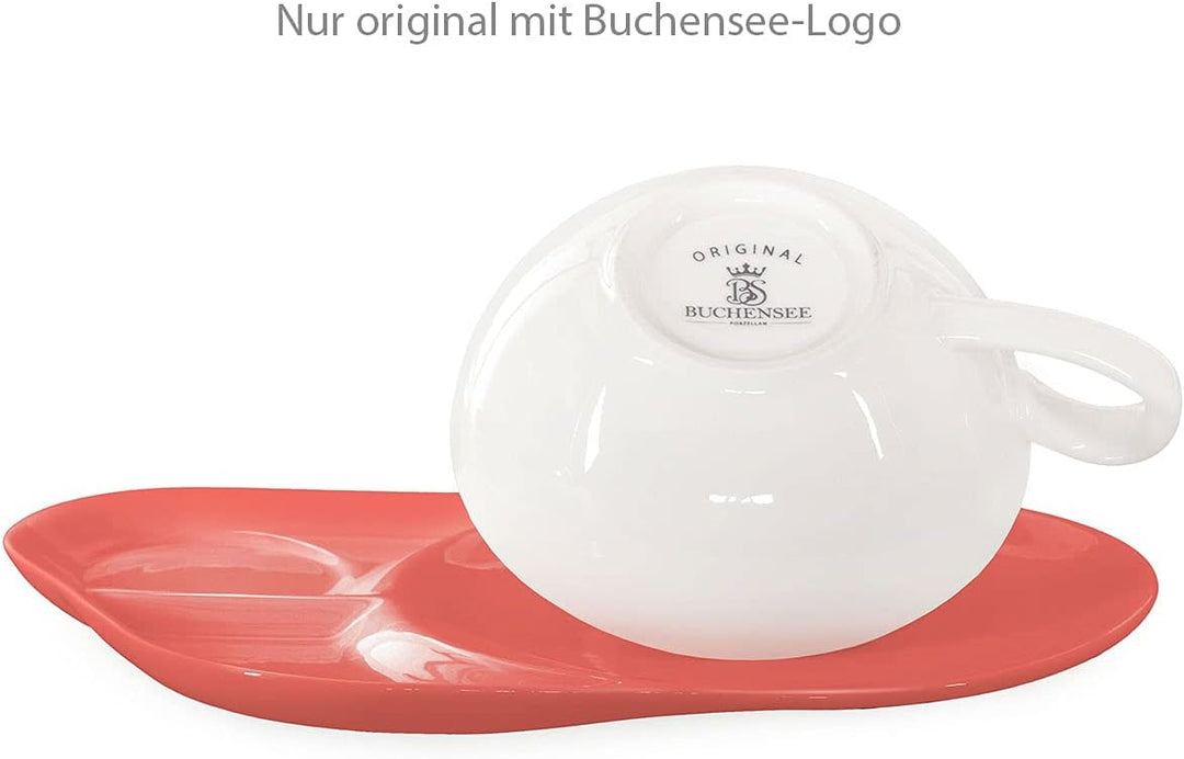 Buchensee Tea for One mit Sieb Lena 500ml aus Crystal Bone China Porzellan in coralrot. Teekanne + T