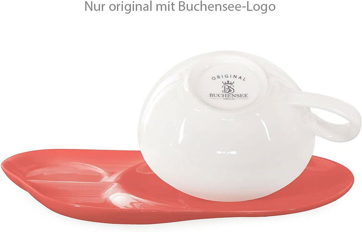 Buchensee Tea for One mit Sieb Lena 500ml aus Crystal Bone China Porzellan in coralrot. Teekanne + T