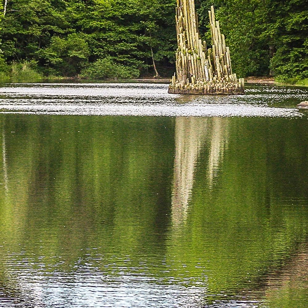 Feeby Leinwandbild 5 Teilig Landschaft Bild Wanddeko Brücke Wasser Wald grün 200x100 cm Leinwandbild