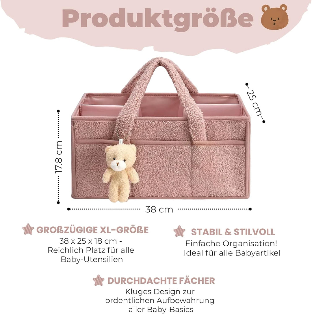 Wickeltasche Organizer, Wickeltisch Organizer, Tragbarer Wickelkorb mit Herausnehmbaren Fächern, Plü