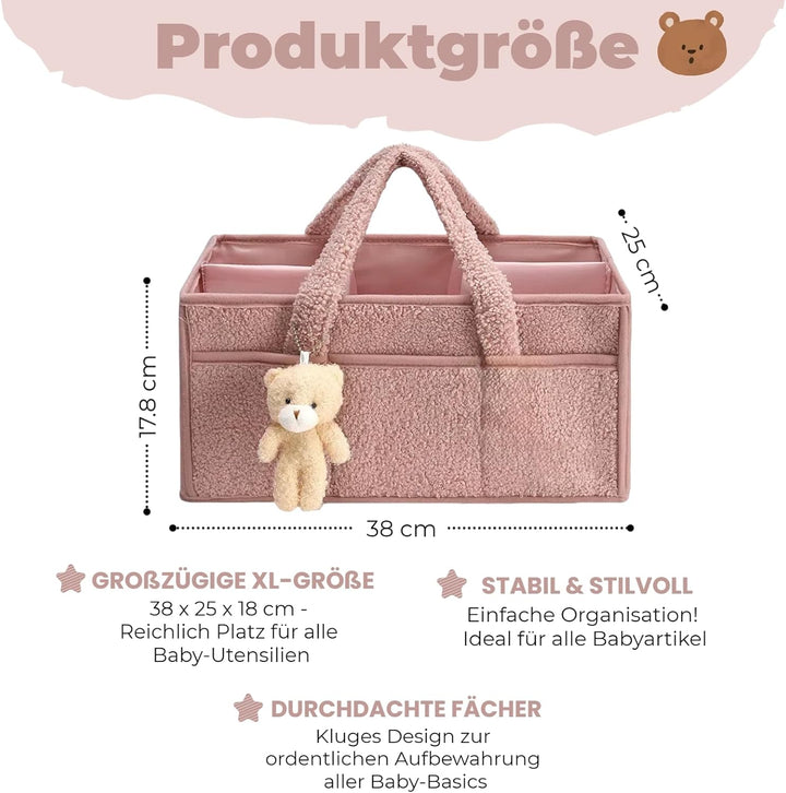 Wickeltasche Organizer, Wickeltisch Organizer, Tragbarer Wickelkorb mit Herausnehmbaren Fächern, Plü
