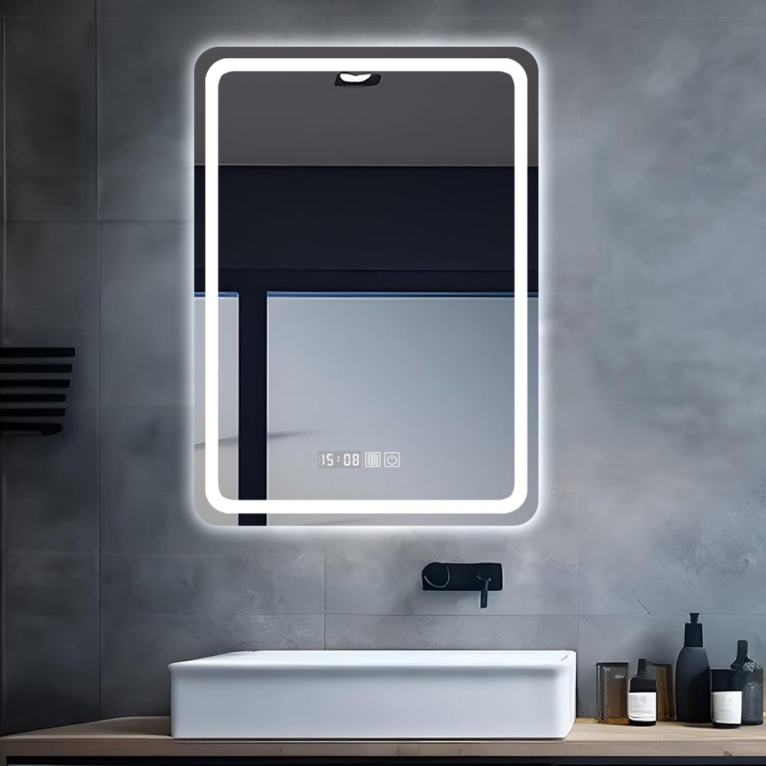 LED Badspiegel mit Beleuchtung, 60x80cm Spiegel mit Beleuchtung, Spiegel mit Licht für Bad, Badezimm