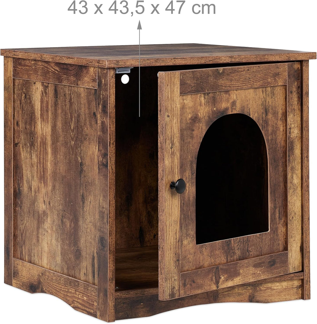 Relaxdays Katzenschrank für Katzentoilette, Tür mit offenem Eingang, Industrial-Stil, HBT 50x48x50 c