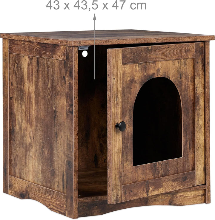 Relaxdays Katzenschrank für Katzentoilette, Tür mit offenem Eingang, Industrial-Stil, HBT 50x48x50 c