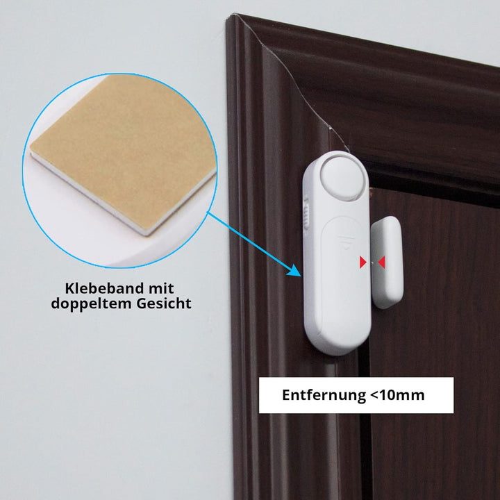 TOWODE Türalarm, Fensteralarm 120dB Kabellos Tür Fensterkontakt Sensor Alarm mit Fernbedienung 3 Mod