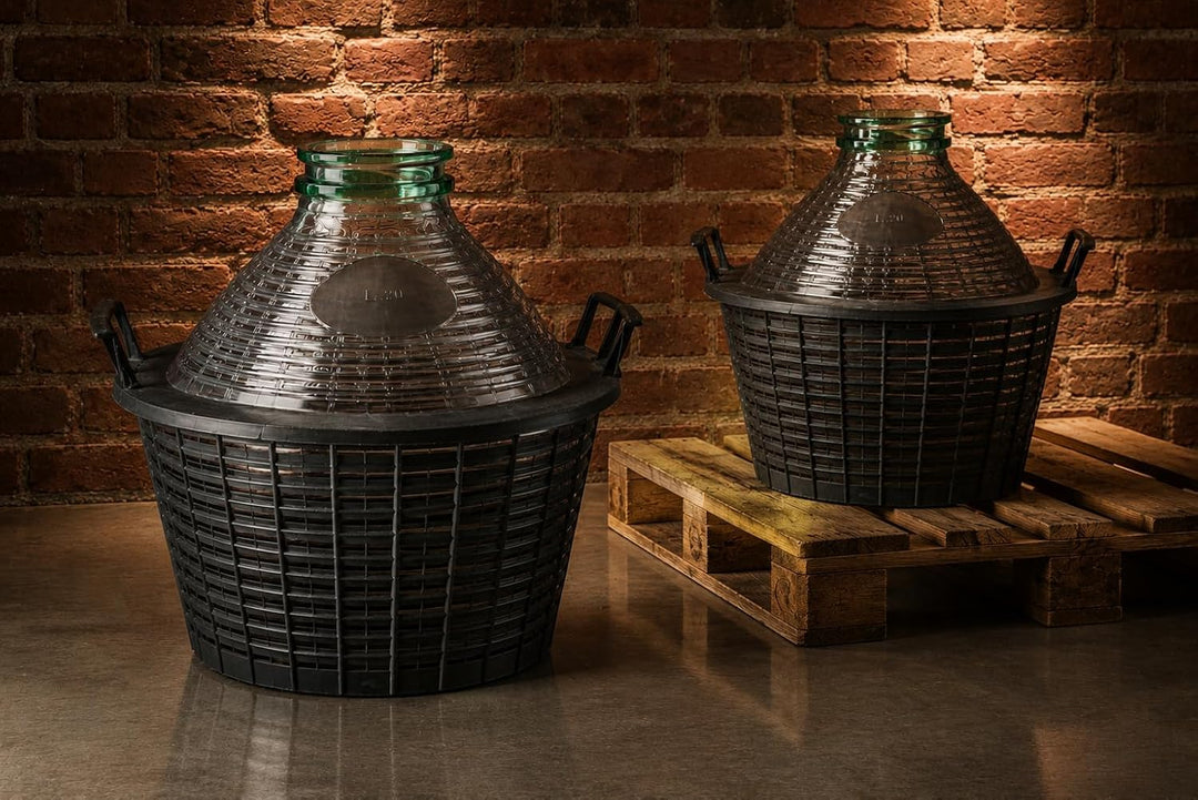 Glas-Demijohn Ballon in Kunststoffkorb Aufbewahrung Weinherstellung Weithals Ballon Fermenter (10 l