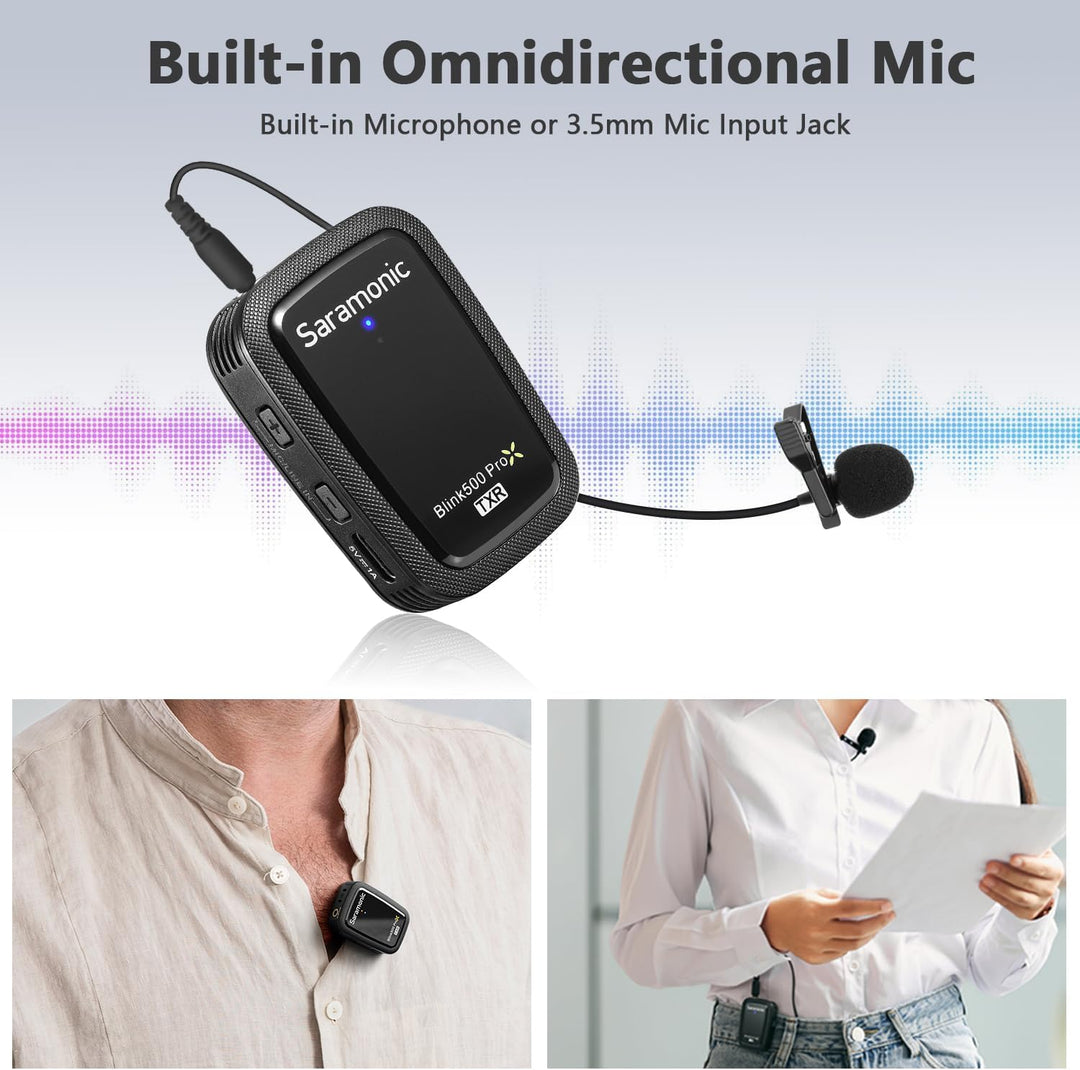 Saramonic Blink 500 ProX B2R 2 Personen Wireless Clip-On Mikrofonsystem mit On-Board-Aufnahme & Lava