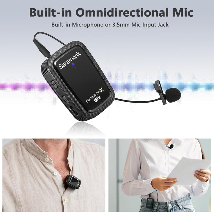 Saramonic Blink 500 ProX B2R 2 Personen Wireless Clip-On Mikrofonsystem mit On-Board-Aufnahme & Lava