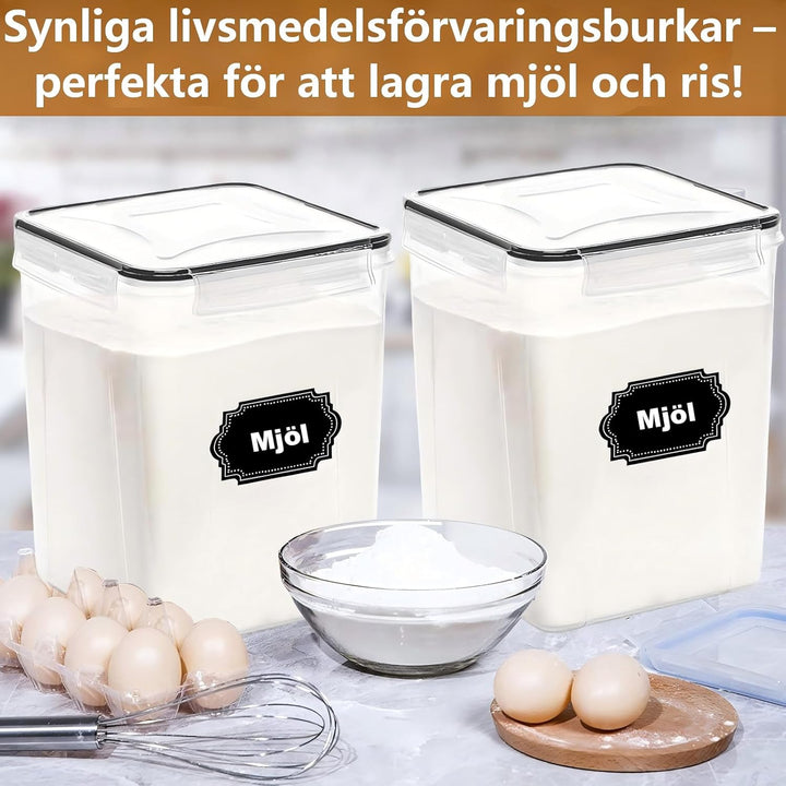 stusgo 4 Stück 5.2L / 175 oz Large Food Storage Container, BPA-Free Plastic Sealed Jars für Mehl, Zu