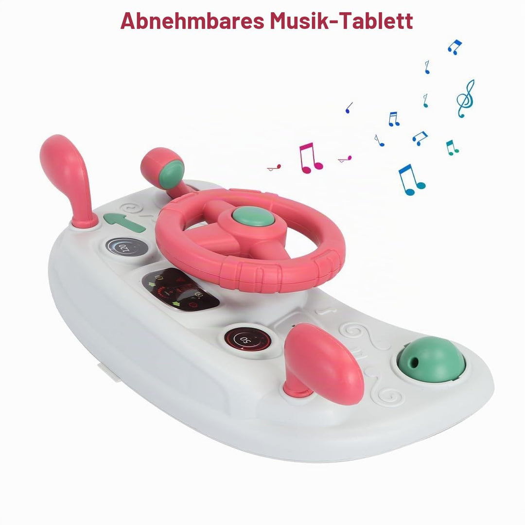 Lauflernhilfe 2-in-1: Schiebewagen für Kleinkinder mit Abnehmbarem Esstablett und Musik-Spielbrett (
