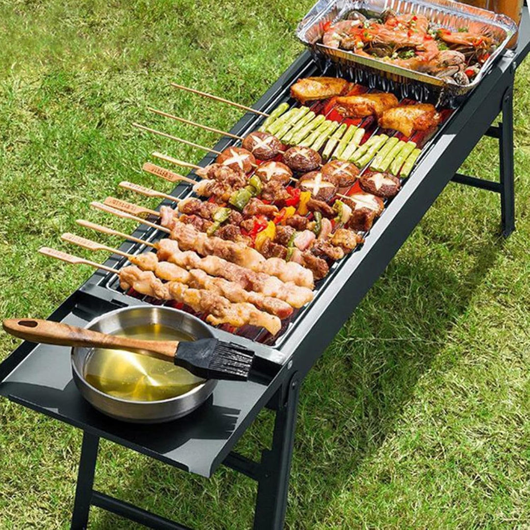 Zusammenklappbarer Grill,Faltbarer Picknick Kocher - Outdoor Grill mit Seitenablagen - Für Garten, C
