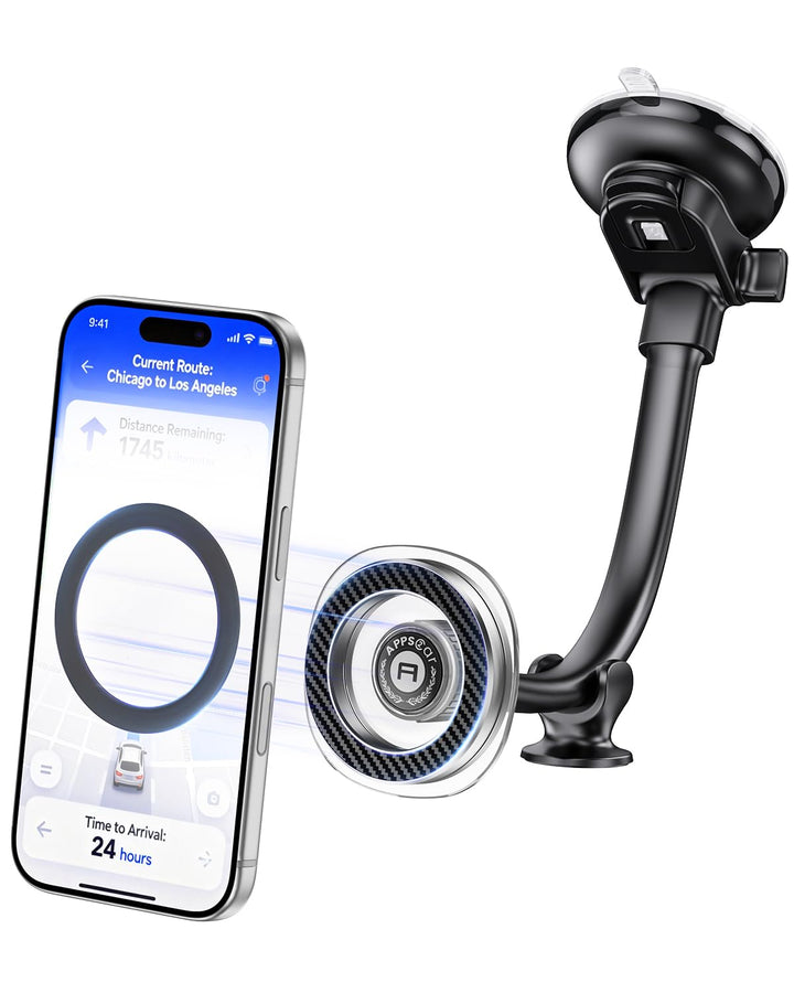 APPS2Car Magnetische Handyhalterung Auto für MagSafe, Langarm Saugnapf Windschutzscheibe & Armaturen