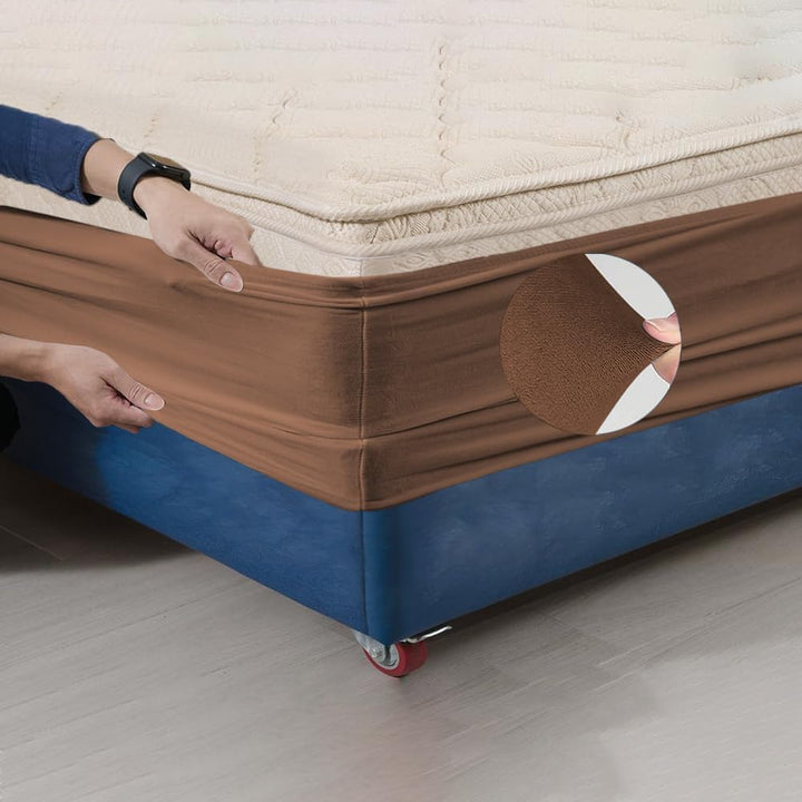 DUJUIKE Stretch Samt Boxspring Abdeckung zum Umwickeln, Alternative zum Traditionellen Volant Bettro