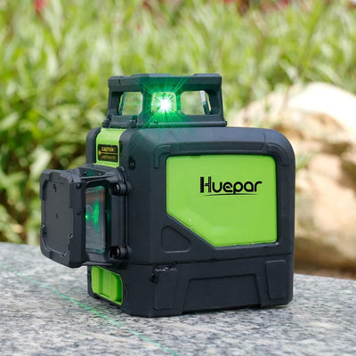 Huepar 902CG 2 x 360 Kreuzlinienlaser Grün, 360 Grad Linienlaser Selbstnivellierenden Laser Level mi