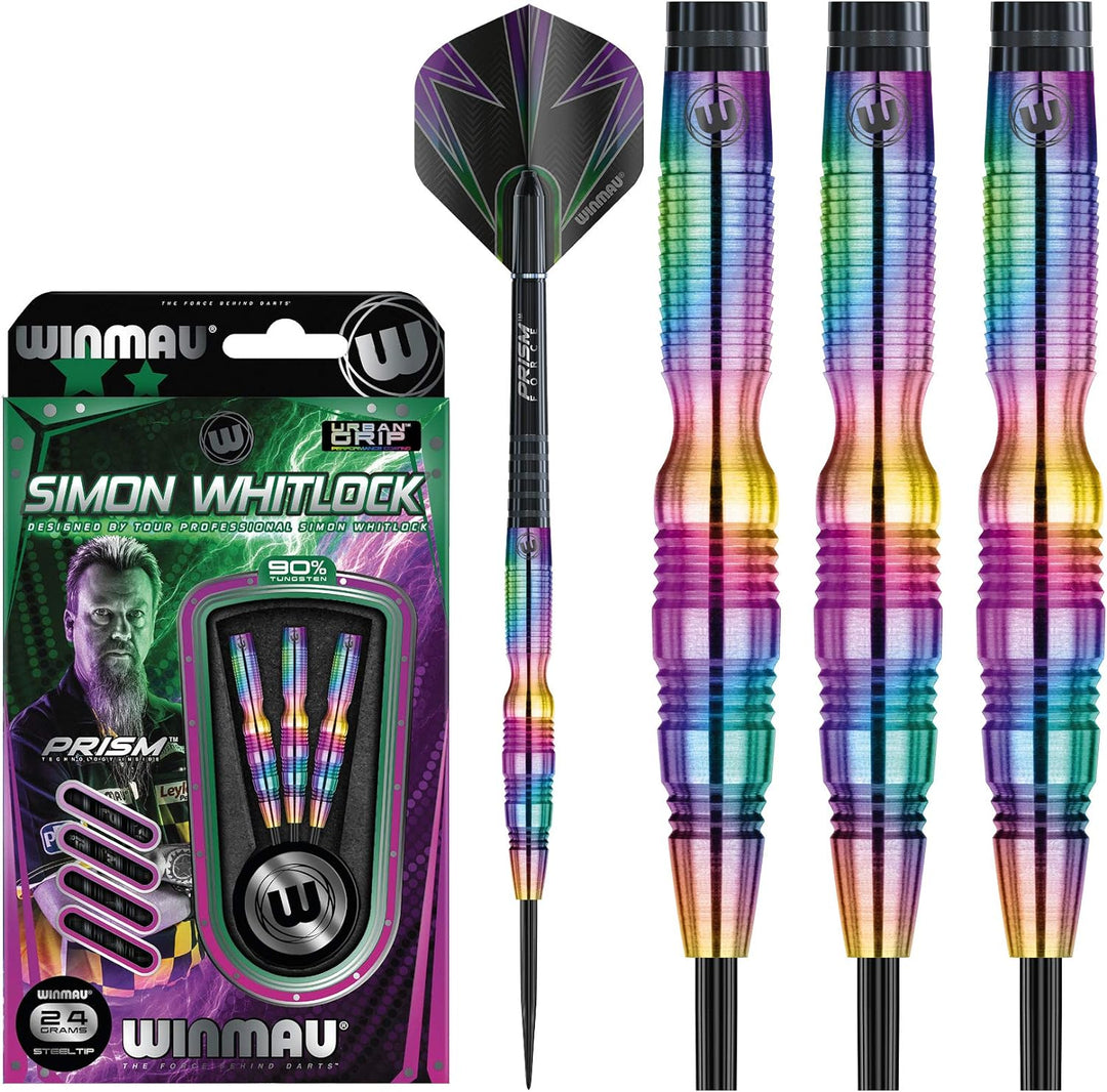 WINMAU Champions - Simon Whitlock 3: 24g Profi Wolfram Steeltip Dartpfeile Set mit Flights und Schäf