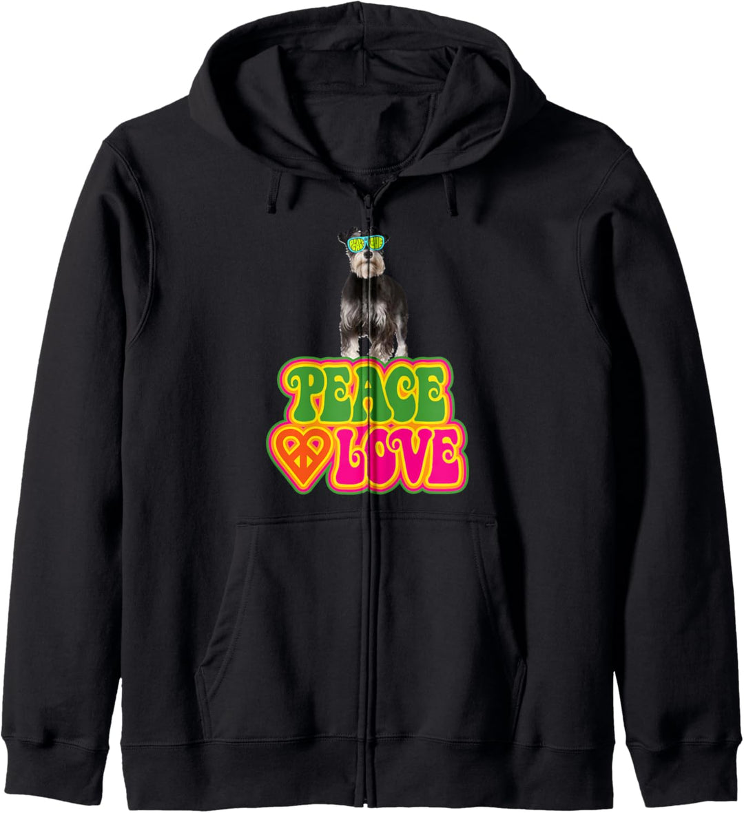 Peace Heart Love Dog Miniature Schnauzer 2 Kapuzenjacke