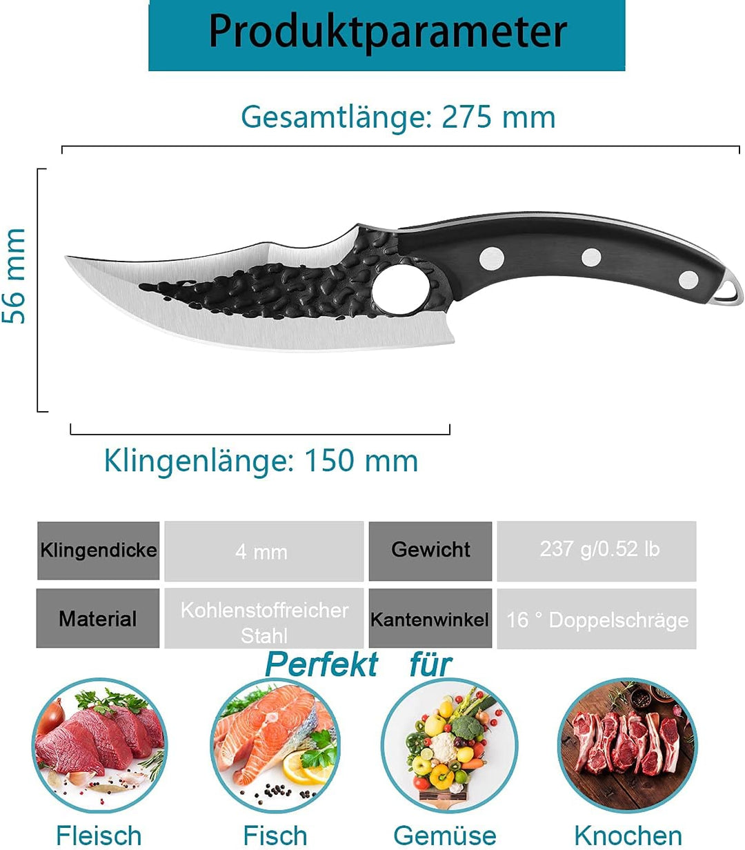 Dream Reach Ausbeinmesser Fleischerbeil Handgeschmiedete Hammer Textur Klinge Outdoor-Messer Kochmes