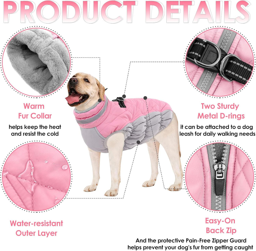 AOFITEE Extra Grosser Hundemantel, Warme Wasserdichter & Winddichter Hundejacke mit Bauchschutz, Rol