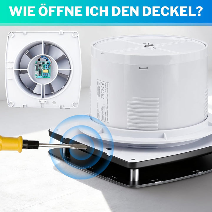 XIIW Badlüfter 150mm mit Nachlauf, 18W Leiser Abluftventilator Lüfter mit Rücklaufklappe, Effiziente