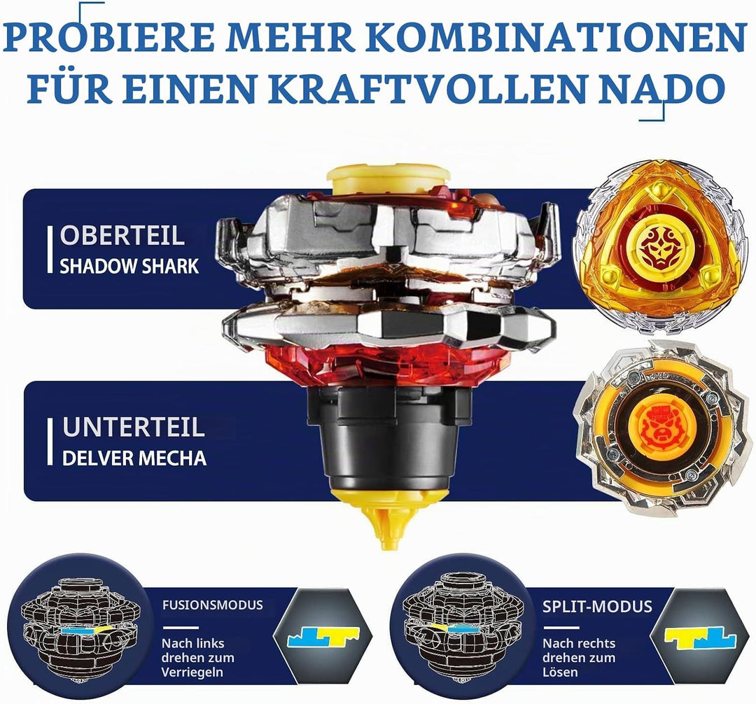 INFINITY NADO Kreisel Serie Split, Metallische Battle Tops Kreisel mit Launcher, Kinderspielzeug Jun